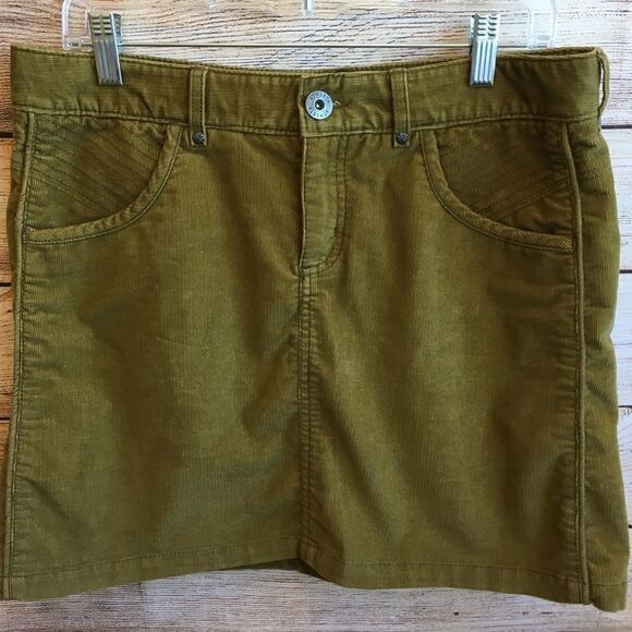 ATHLETA KALEIDOSCOPE CORDUROY SKIRT IN OLD GOLD - Picture 2 of 6